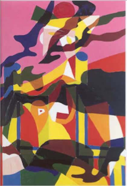 Alain Jacquet Camouflage Lichtenstein / Picasso, Femme dans un fauteuil Huile sur toile 130 x 97 cm