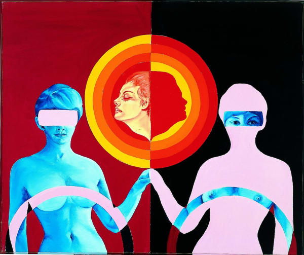 Evelyne Axell La Conductrice et son double ou Les DS Huile sur toile 102 x 121 cm