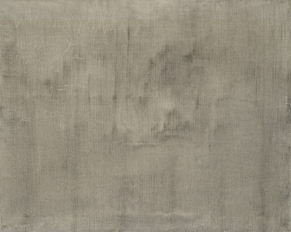 Gil Joseph Wolman Sans titre (Pour m'introduire dans le silence de la peinture, j'écris comme je crie) huile sur toile 64,8 x 81 cm Faux