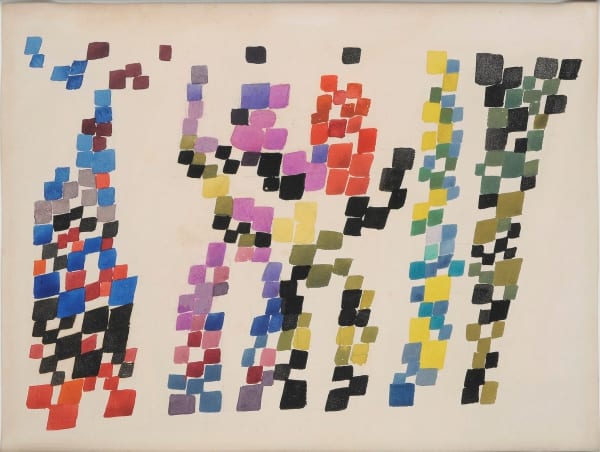 Sophie Taeuber-Arp Tâches quadrangulaires évoquant un groupe de personnages, 1920 gouache et crayon sur papier 26,5 x 35 cm