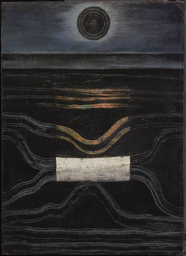 Max Ernst Meer und Mond huile sur bois 32 x 23 cm 12.6 x 9.06 in