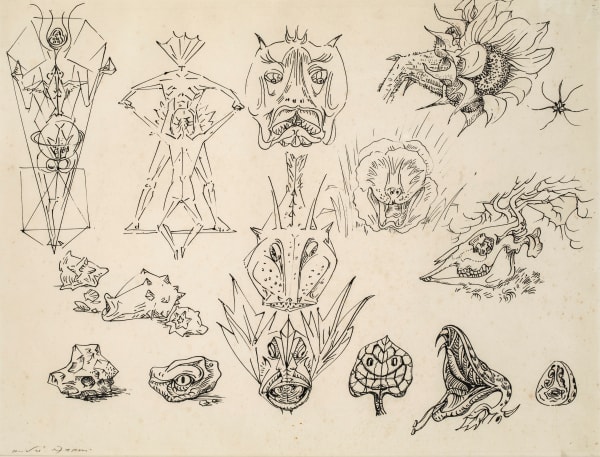 andré masson, la fraternité des règnes, 1940 encre de chine sur papier, 47 x 61 cm