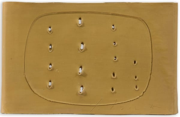 Lucio Fontana Sans titre terre cuite émaillée 26,5 x 42 cm