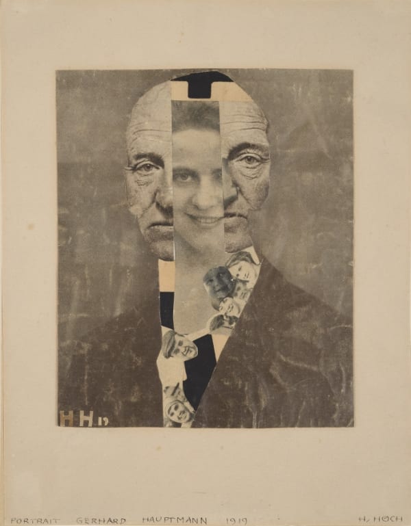 Hannah Hoch Portrait de Gerhard Hauptmann photo collage 18,5 x 15 cm 7 1/4 by 5 7/8 in.