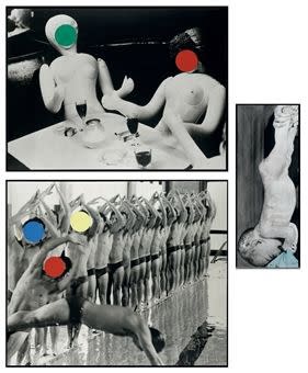 John Baldessari Inflatable Women/Divers/Baby photographies en noir et blanc huile et vinyl 233 x 184 cm