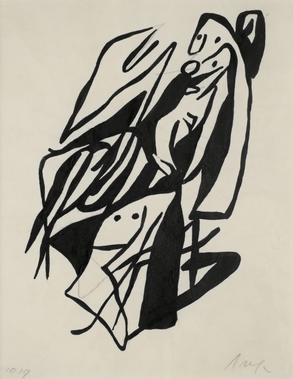 Jean Arp Composition Dada dessin à l'encre sur papier 27,5 x 21,5 cm