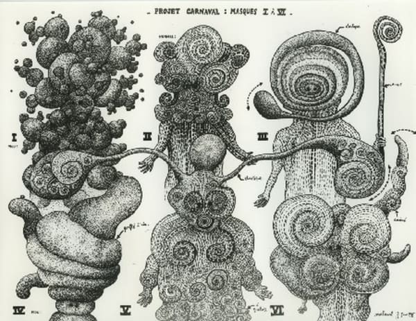 Robert Malaval Projet Carnaval dessin à l'encre de chine 50 x 64 cm