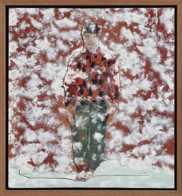 Peter Doig Figure in Snow, 1997 huile et collage de bois sur panneau de bois 32,6 x 30 cm