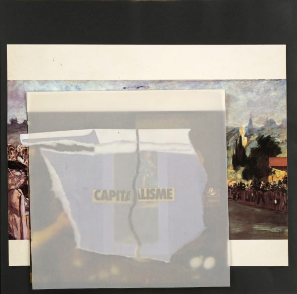Gil Joseph Wolman capitalisme, 1987 collage : Canson, page de magazine, papier calque, journal 30 x 30 cm
