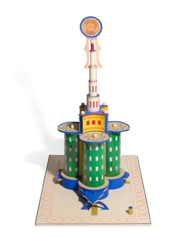 Bodys Isek Kingelez Kinshasa Label, 1989 carton, plastique, feutre, papier et graphite 83 x 48.5 x 69 cm