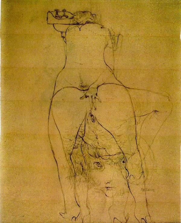 Hans Bellmer sans titre (double face) dessin à l'encre et crayon sur papier 27,3 x 19,7 cm