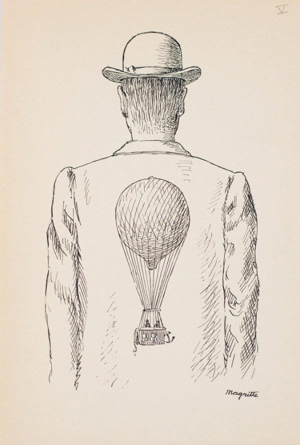 René Magritte Homme au chapeau melon encre sur papier 27 x 17,9 cm 10.63 x 6.69 in