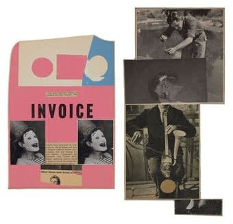 Ray Johnson Sans titre (Moticos with clog and horn) collage de papiers et journaux sur carton découpé 23.5 x 12 cm 9½ x 4 3/4 in