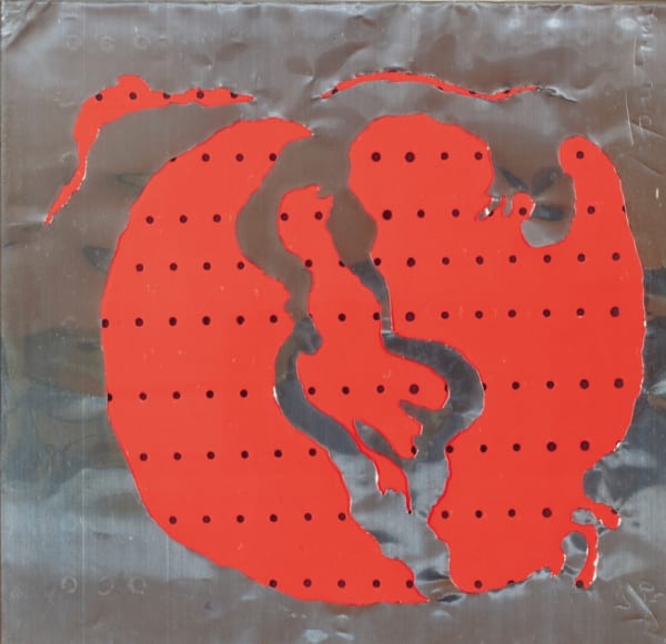 Lucio Fontana Quattro Oggetti Quatre sérigraphies en couleurs sur cartons percés de trous et découpages de feuilles d'aluminium 49,5 x 49 cm 19½ x 19¼ in.