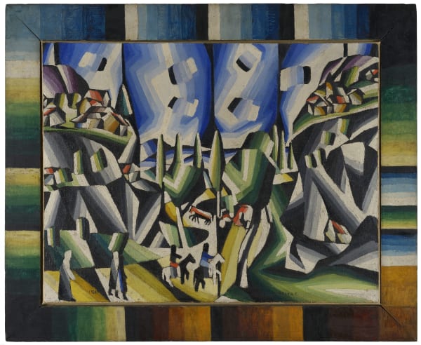 Arthur Segal Der Sündenfall Huile sur toile et cadre peint par l'artiste 69,5 x 89,5 cm 27 3/8 x 35¼ in.