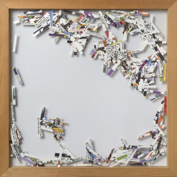 Gil Joseph Wolman W la liberta (Bandes Dessinées) papiers découpés, montage entre deux feuilles de plexiglas 54,5 x 54,5 cm