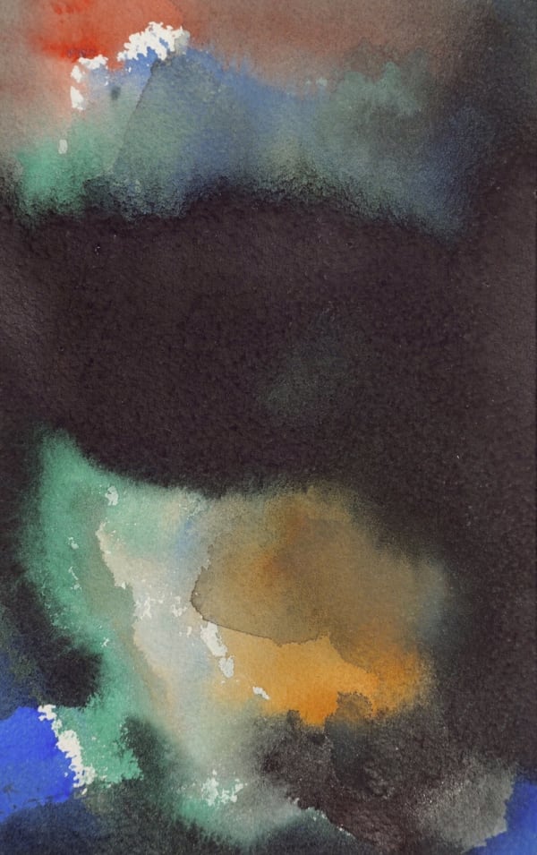 Vidvuds Zviedris Manto, 2024 Watercolor on paper 9 x 5 3/4 in. 22.9 x 14.6 cm.
