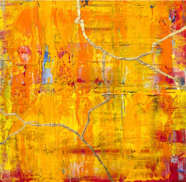 Jac Lahav Beyond The Horizon (study 1), 2025 Acrylic, Flashe, 24k Gold Leaf on Canvas 9 x 9 in. 22.9 x 22.9 cm.