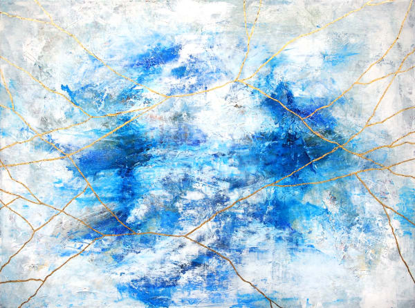 Jac Lahav Sea Wind of Night, 2022 Acrylic, Flashe and 24k gold leaf on canvas 36 x 48 in. 91.4 x 121.9 cm.