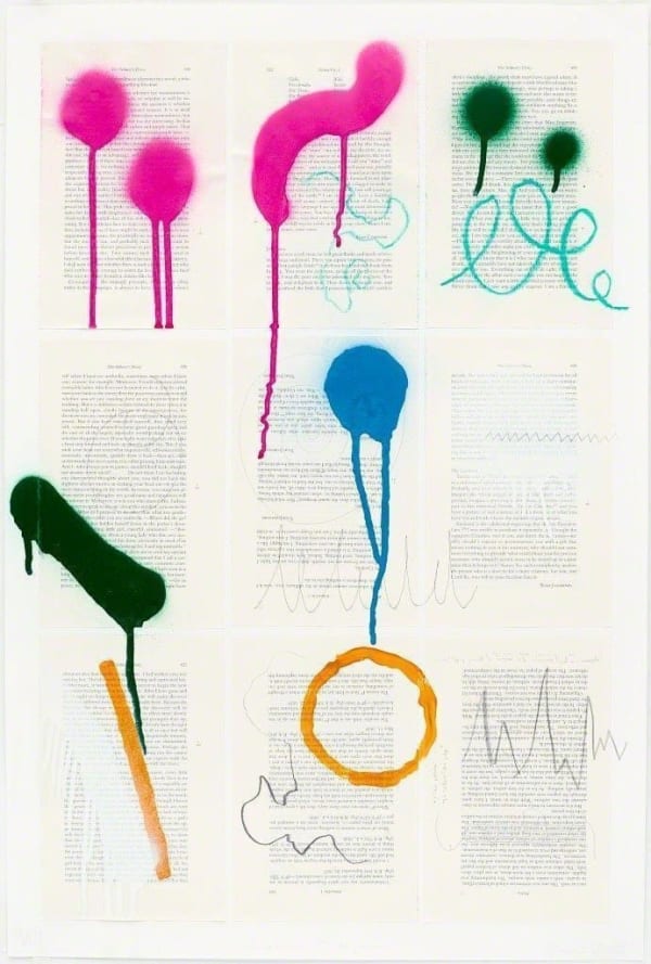 Jacob Ouillette Seducers Diary 2 VIII, 2017 Pencil, pen, chalk pastel, acrylic and spray paint on book pages on paper 28 x 18 3/4 in. 30 x 20 in. Framed