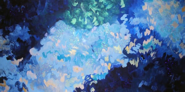 Liv Dockerty Baby When I Think About You, I Think About Love, 2018 Mixed media on canvas 48 x 96 in. 121.9 x 243.8 cm.