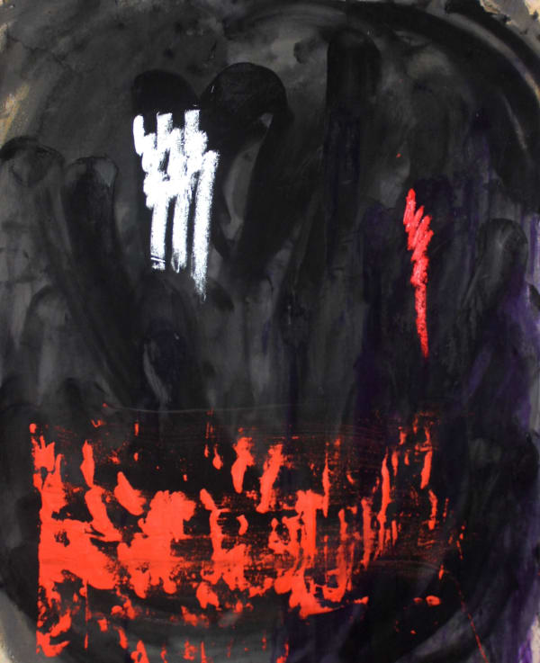 Firouz Farmanfarmaian Totem XIII, 2018 Plastic paint, wall paint, pigment and oil stick on canvas 55 1/8 x 39 3/8 in. 140 x 100 cm.