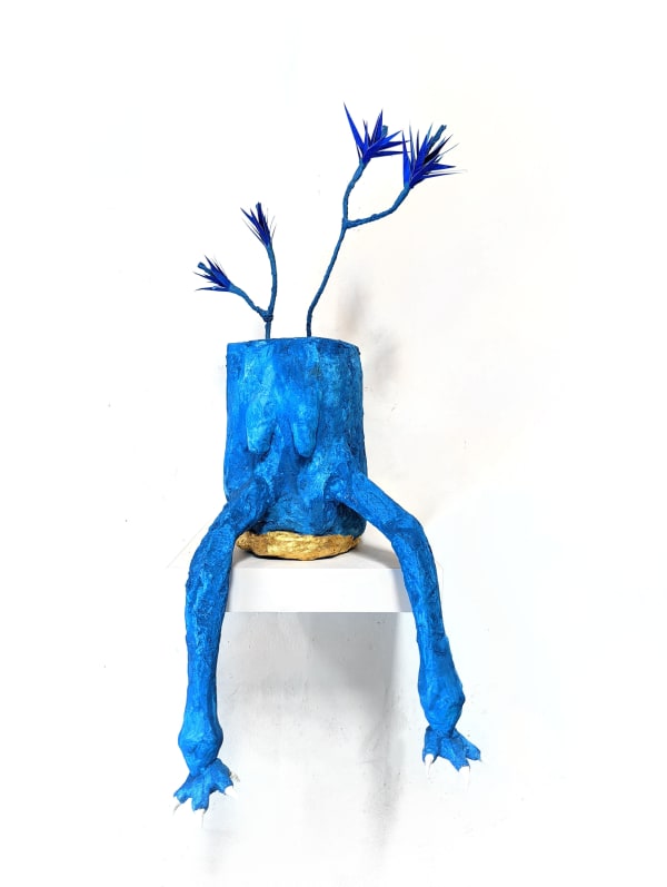 Jac Lahav Fertility Mythos (Vessel), 2022 Paper mache, 24k gold, Flashe and mixed media 16 x 8 x 8 in. 40.6 x 20.3 x 20.3 cm.