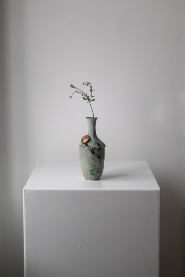 Cliff Ridge Vase with Brass Lid III Stoneware and Wild Clay