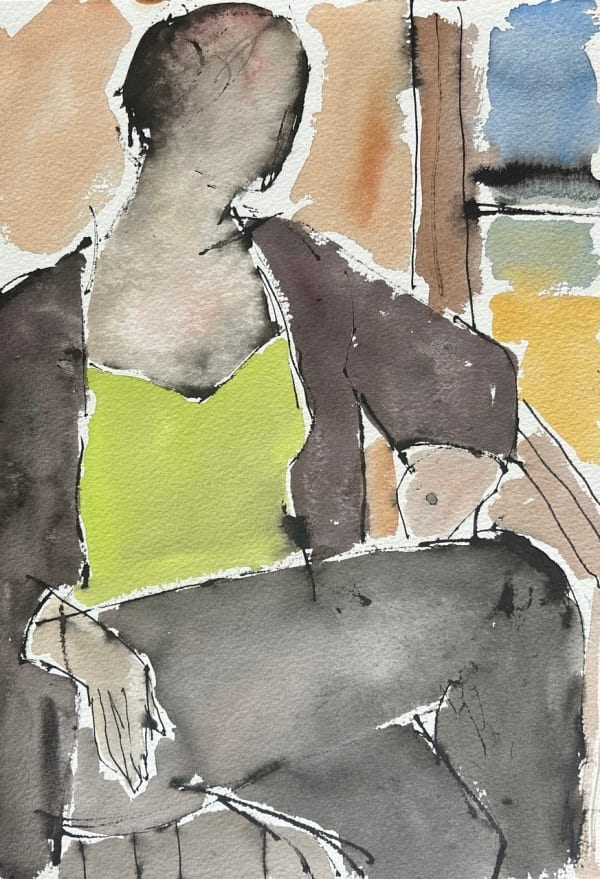 Looking Out Gouache on paper