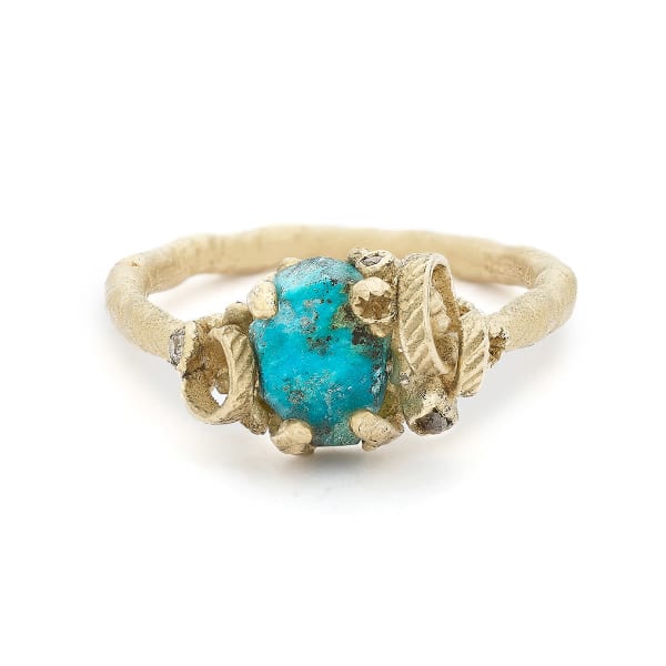 Ruth Tomlinson, Raw Cornish Turquoise and Diamond Entangled Ring, 2025