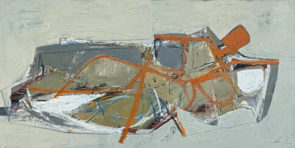 Composition in Orange on Grey, 2025 Oil on panel
