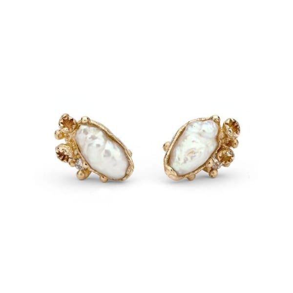Ruth Tomlinson, Rice Pearl Encrusted Studs with Barnacles, 2025