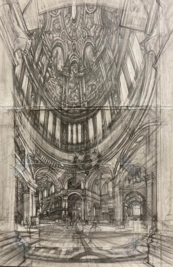T.F. Ashley, St Paul's Cathedral Dome: Working Perspective Drawing