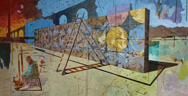 Kenneth Le Riche, Wall, Ladder, Patch of Blue and Figure