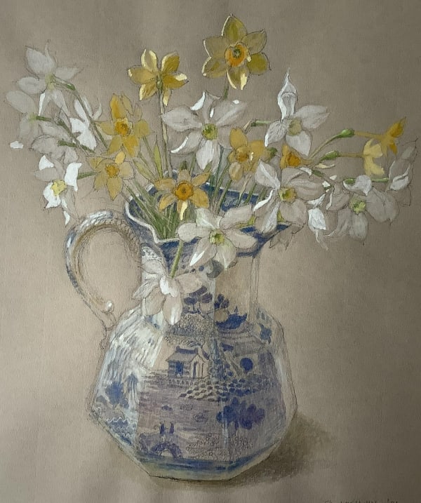 Charlotte Halliday, Narcissi in Ironstone Jug