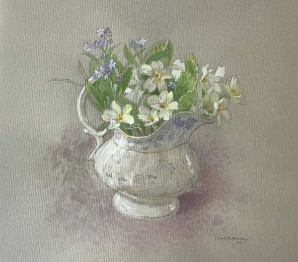 Charlotte Halliday, Primroses in Pale Willow