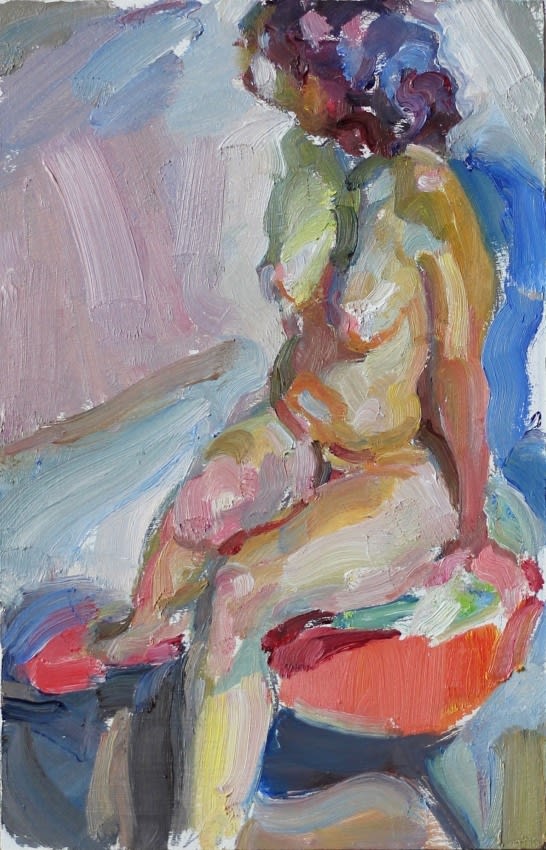 Andrew James, Nude on Red Footstool