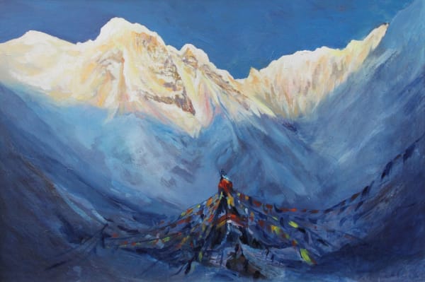 Neil Pittaway, Sunrise on Annapurna South from the Climbers Memorial at Annapurna Base Camp, Nepal