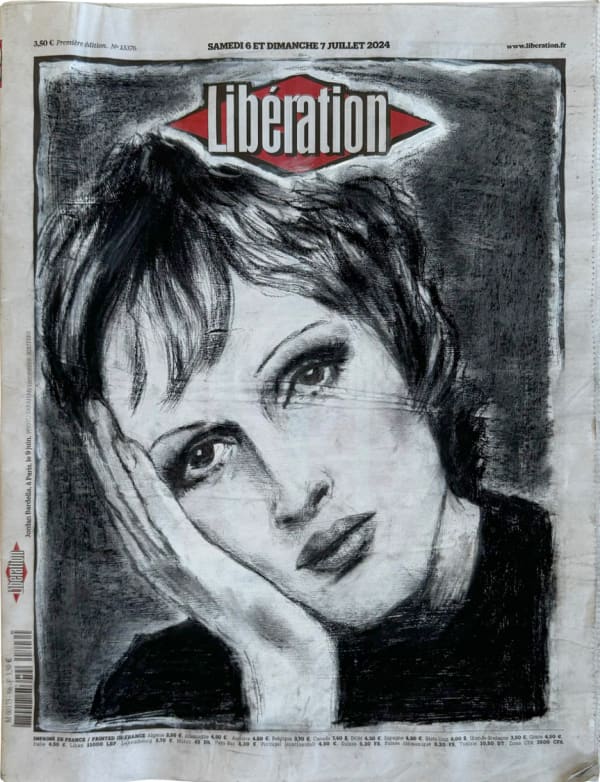 Sunny Suits Study of Candy Darling (after Scavullo), 2024 Charcoal on gessoed newsprint