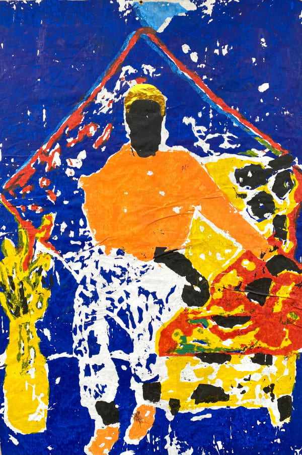 Ato Jackson, Yellow_flowerpot_in_blue_, 2024