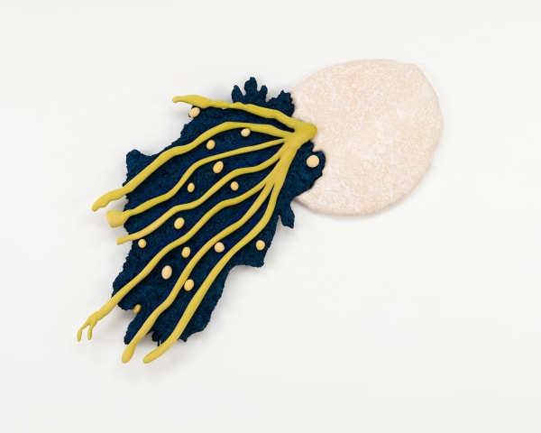 Matthew Ronay Breach, 2024 Basswood, dye, flocking, shellac-based primer, steel