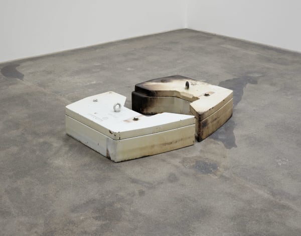 Lea Porsager 9° Counterweights, twin pair O, 2023 Second/hand white and black counterweights, engraved