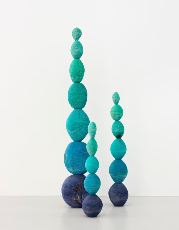 Matthew Ronay Three Stretching Posts, 2013 Basswood, dye