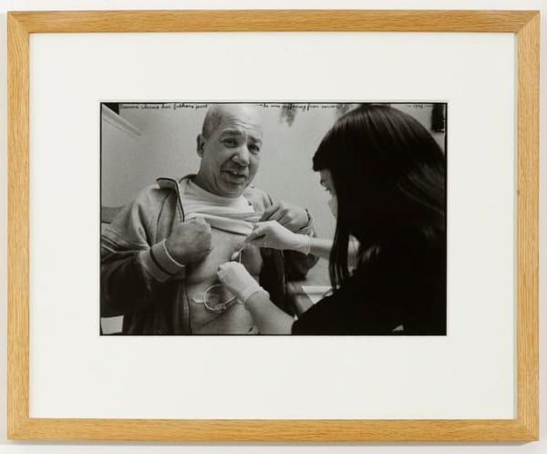 Ed Templeton Deanna cleans dad's port, 2008 Black and white photograph with text