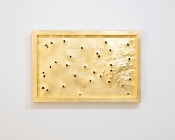 Darío Escobar Encrypted Messages N°65, 2025 Metal and gold leaf