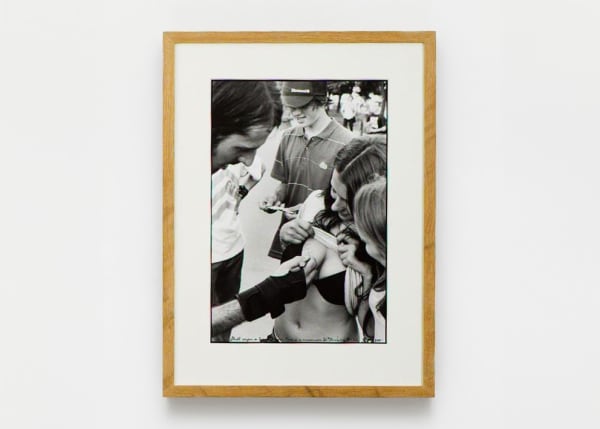 Ed Templeton Matt B Signs Breast, St. Petersburg, Russia, 2008 Black and white photograph with text