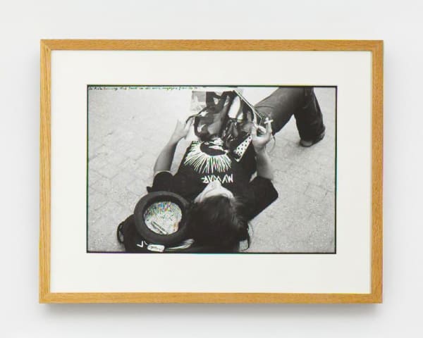 Ed Templeton Nick looks at porn Germany, 2008 Black and white photograph with text