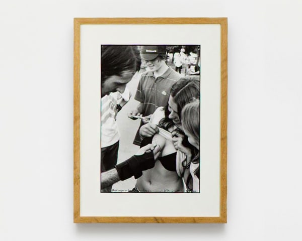 Ed Templeton Matt B Signs Breast, St. Petersburg, Russia, 2008 Black and white photograph with text