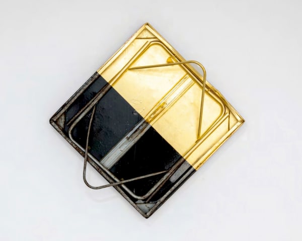 Darío Escobar Board Games N° 04, 2023 Metal (Folding Table), Wood, Pigments and Gold