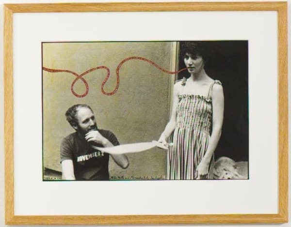 Ed Templeton Mike + Miranda paper sword, 2008 Black and white photograph with text painted with ink and acrylic